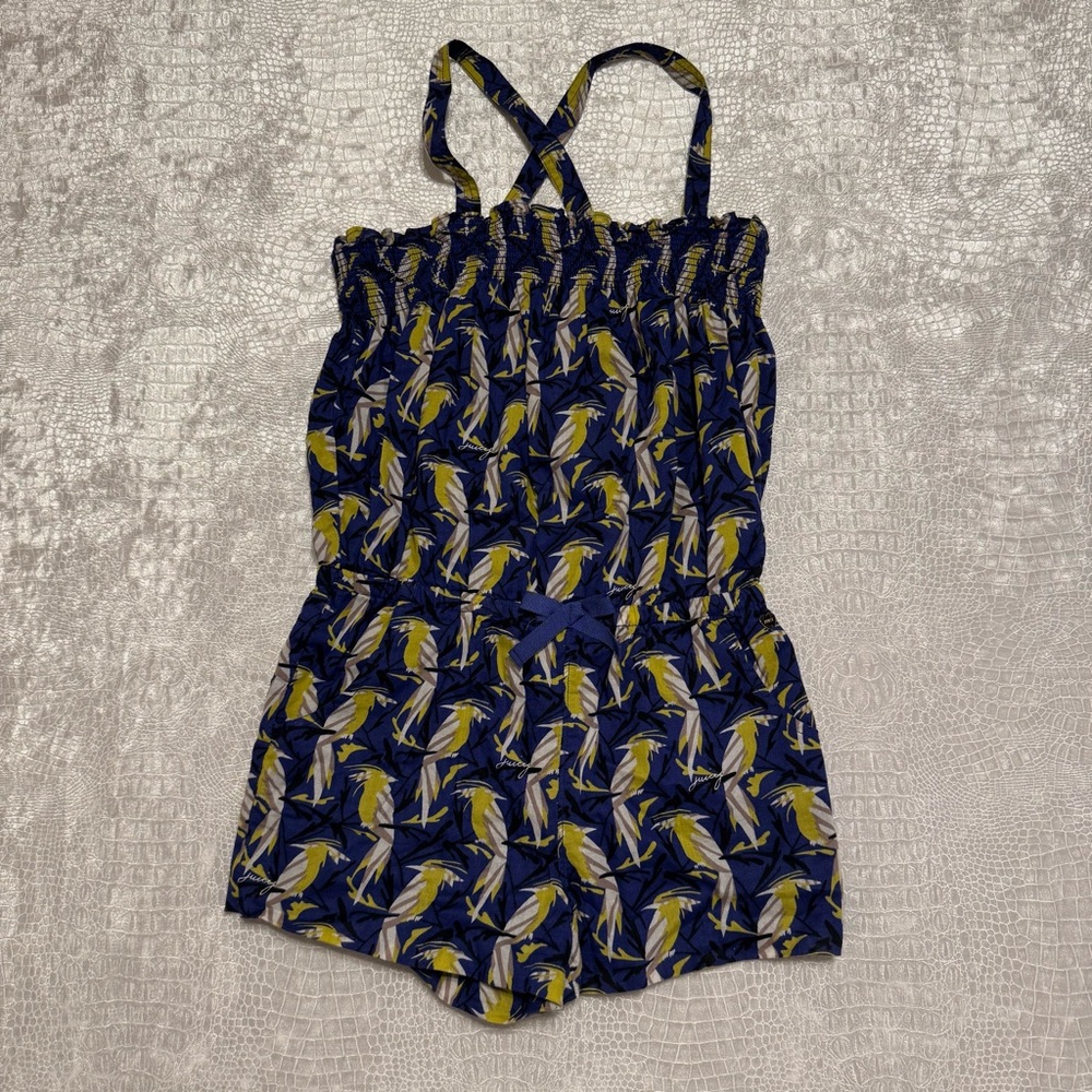 Juicy Couture girls' "Cobalt Glow" smocked romper,
Size Girls 10